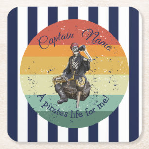 Porta-copo De Papel Quadrado Pirata do Partido do Esqueleto Rum Sunset