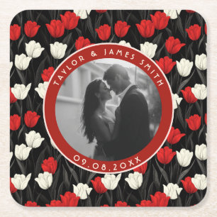 Porta-copo De Papel Quadrado Pires de casamento retrô de tulipa elegante