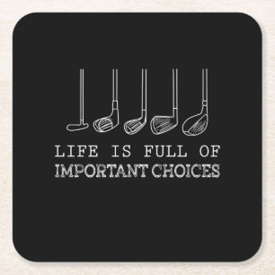 Porta-copo De Papel Quadrado Pista de Golfe A Vida É Cheio De Escolhas Importan