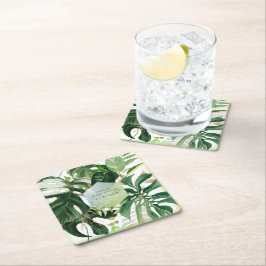 Porta-copo De Papel Quadrado PixDezines Folhagem Tropical Monstera Variegada