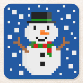 Porta-copo De Papel Quadrado Pixel Art SNOWMAN 1