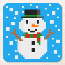 Porta-copo De Papel Quadrado Pixel Art SNOWMAN 3