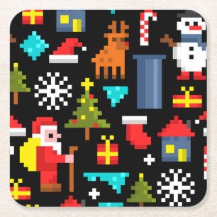 Porta-copo De Papel Quadrado Pixel Natal