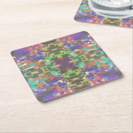 Porta-copo De Papel Quadrado Pixelado Padronizado Além Das Cores Do Arco-Íris