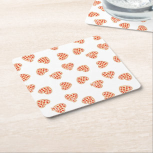 Porta-copo De Papel Quadrado Pizza de Pepperoni Coração