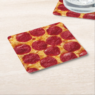 Porta-copo De Papel Quadrado pizza pepperonis