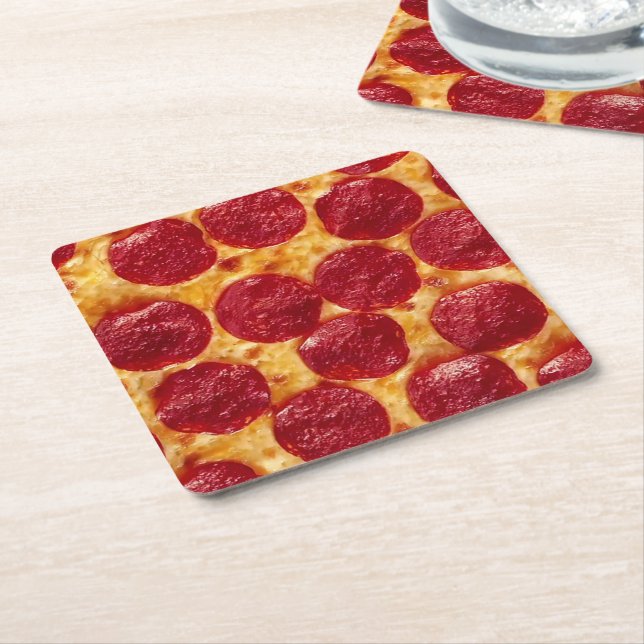 Porta-copo De Papel Quadrado pizza pepperonis (Inclinado)