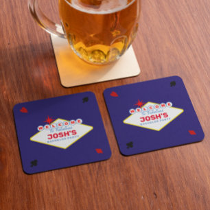 Porta-copo De Papel Quadrado Placa de Vegas Azul Meia-Noite Personalizada