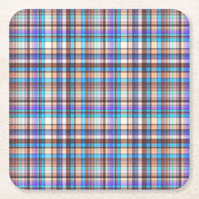 Porta-copo De Papel Quadrado Plaid Fabric Checkered Print Pattern-57688 (Frente)