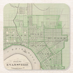 Porta-copo De Papel Quadrado Plano de Evansville, Vanderburgh Co