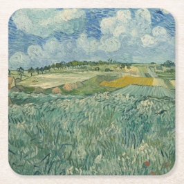 Porta-copo De Papel Quadrado Planta de Vintage Van Gogh em Auvers com Nuvens de