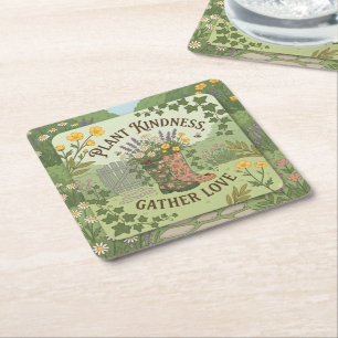 Porta-copo De Papel Quadrado Plante Bondade, Colha Amor