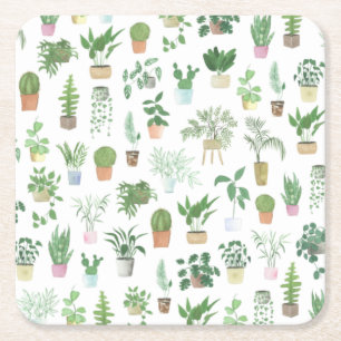Porta-copo De Papel Quadrado Plantita House Plantas e Potes