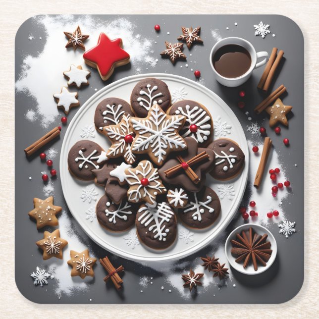 Porta-copo De Papel Quadrado Plato de papel navidad 1 - 001 (Frente)