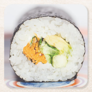 Porta-copo De Papel Quadrado Pó de sushi Peixe e arroz