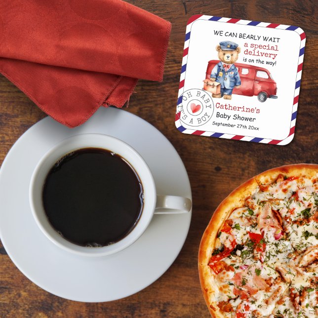 Porta-copo De Papel Quadrado Podemos Esperar Chá de fraldas Especial de Entrega (Criador carregado)