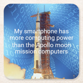 Porta-copo De Papel Quadrado Poder de computação do Apollo 11