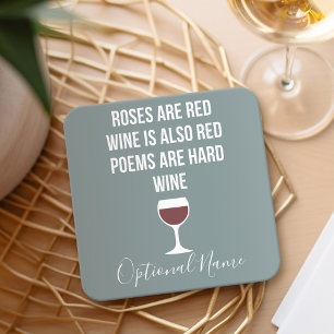 Porta-copo De Papel Quadrado Poema engraçado do vinho - o vinho é poesia