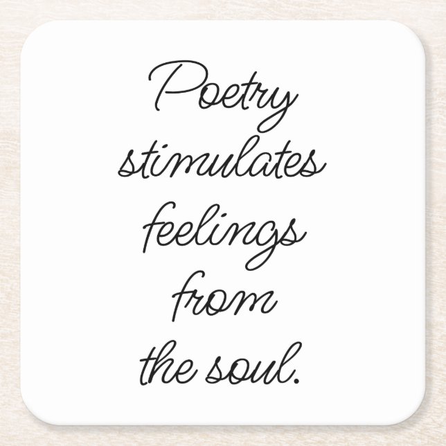 Porta-copo De Papel Quadrado Poesia estimula a Porta copos de papel (Frente)