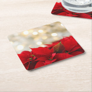 Porta-copo De Papel Quadrado Poinsettia de Natal