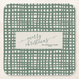 Porta-copo De Papel Quadrado Poinsettia Sage Ivory Christmas elegant