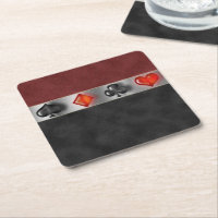 Poker 4 Card Suite Black Burgundy