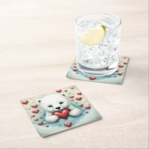 Porta-copo De Papel Quadrado Polar Bear Love 1