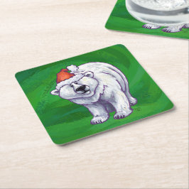Porta-copo De Papel Quadrado Polar Bear Natal Em Verde