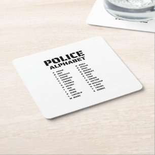 Porta-copo De Papel Quadrado Polícia do Alfabeto Fonético