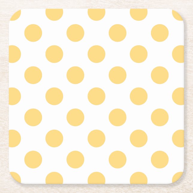 Porta-copo De Papel Quadrado Polkadots amarelos (Frente)