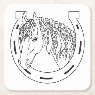 Porta-copo De Papel Quadrado Pônei Ferradura Presente Cavalgada Cavalo Western