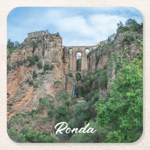 Porta-copo De Papel Quadrado Ponte histórica antiga em Ronda, Espanha