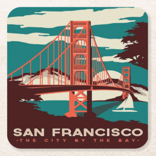 Porta-copo De Papel Quadrado Ponte Ouro do Estilo Vintage em São Francisco  
