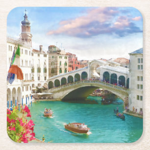 Porta-copo De Papel Quadrado Ponte Rialto em Veneza Veneza, Porta copos da It