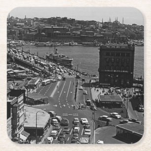 Porta-copo De Papel Quadrado Ponte Vintage Turquia Istambul Karakoy Galata 1970