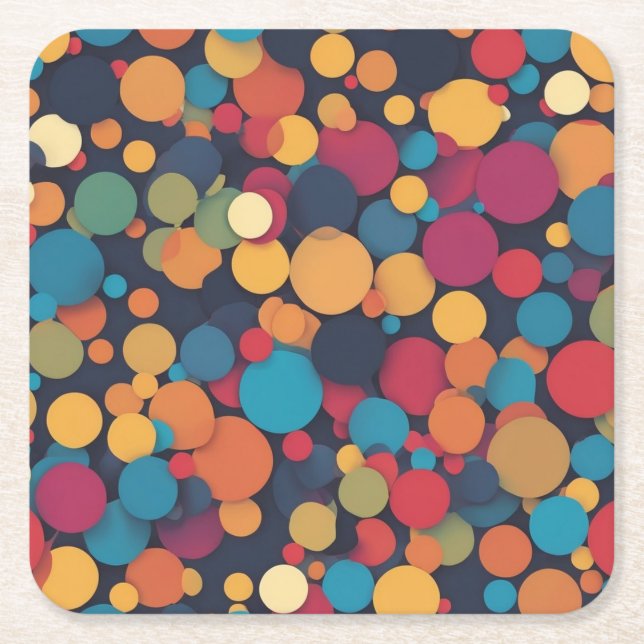 Porta-copo De Papel Quadrado Pontos coloridos gigantes (Frente)