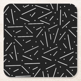 Porta-copo De Papel Quadrado Pontos e traços na Porta copos de papel preto