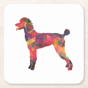 Porta-copo De Papel Quadrado Poodle Geo Silhouette Multi