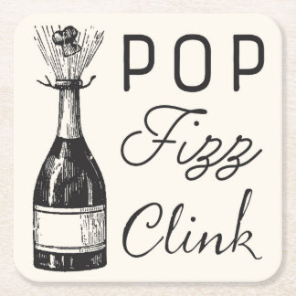 Porta-copo De Papel Quadrado Pop Fizz Clink Vintage Champaigne