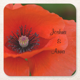 Porta-copo De Papel Quadrado Poppy de Casamento Personalizado