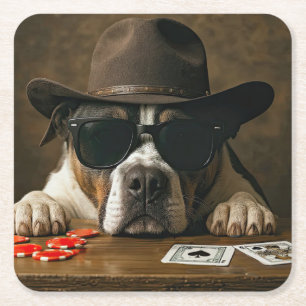 Porta-copo De Papel Quadrado Pôquer Blackjack Ocidental Pitbull Fofo