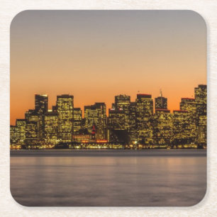 Porta-copo De Papel Quadrado Por do sol bonito em San Francisco