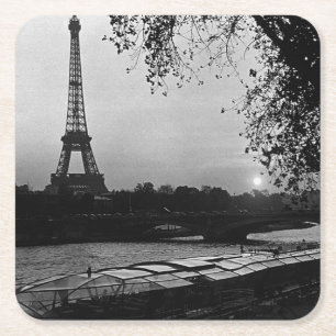 Porta-copo De Papel Quadrado Pôr do sol da torre Eiffel Paris França vintage