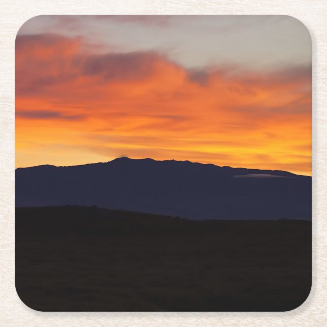 Porta-copo De Papel Quadrado Por do sol de Hualalai (Frente)