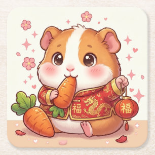 Porta-copo De Papel Quadrado Porquinho-da-índia Kawaii Lanterna do Ano Novo Chi