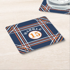 Porta-copo De Papel Quadrado Porta copos azul e laranja inspirada no esporte