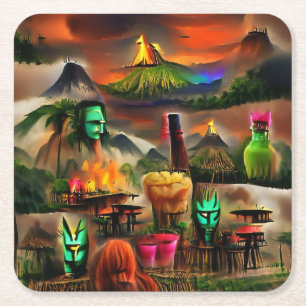 Porta-copo De Papel Quadrado Porta copos Bar Tiki
