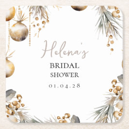 Porta-copo De Papel Quadrado Porta copos chá de panela | Holly Christmas Design