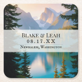 Porta-copo De Papel Quadrado Porta copos de Casamento de Evento de Mountain Lak