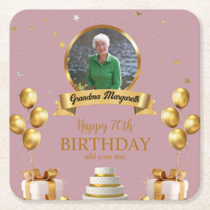 Porta-copo De Papel Quadrado Porta copos De Fotografias Para O Aniversário Do 7